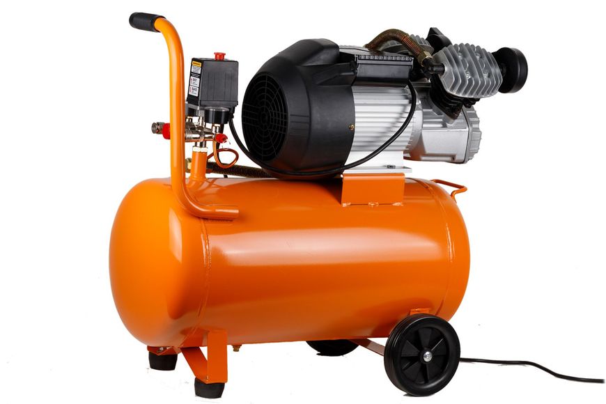 Компрессор двухцилиндровый Rebiner 50 л (3 кВт, 420 л/мин, 220 В) 005157 фото