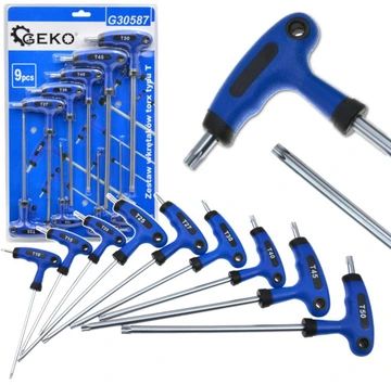 Набір Т-образних ключів TORX (пластикова ручка) 9 одиниць GEKO G30587 G30587 фото