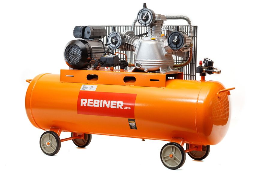 Компрессор трехцилиндровый Rebiner 120 л (4.5 кВт, 620 л/мин, 220 В) 007157 фото