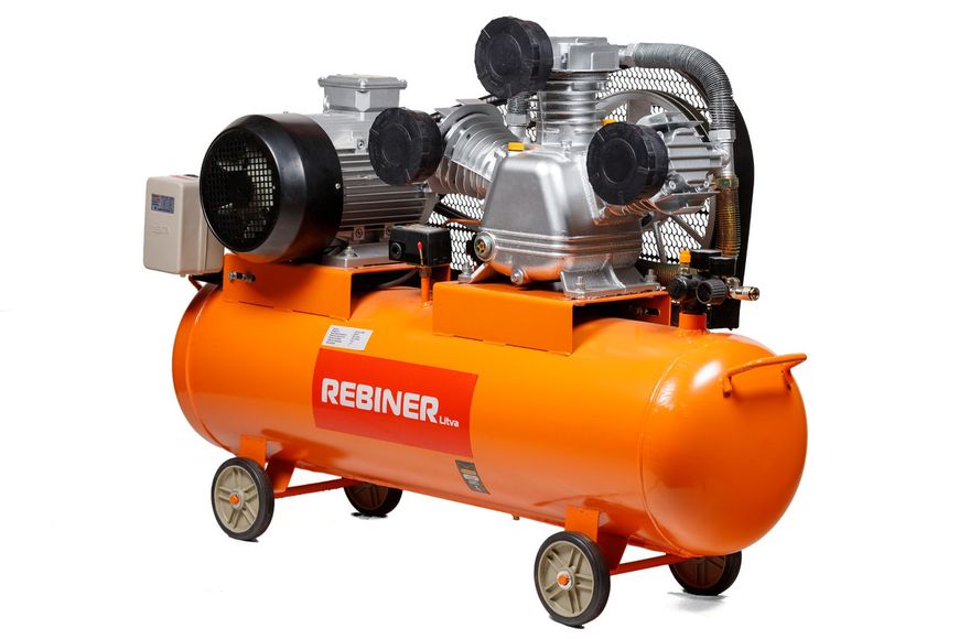 Компрессор трехцилиндровый Rebiner 120 л (9 кВт, 850 л/мин, 380 В) 007161 фото