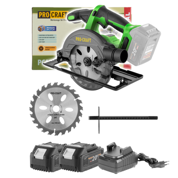 Аккумуляторная дисковая пила Procraft PCA32, 20В, 2 АКБ 4 Ач Type-C + ЗУ 20/2 ECO, диск 165 мм PCA32_2akb_20/4Ah_zp20/2Eco фото