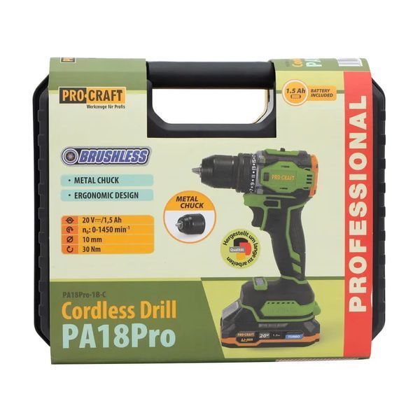 Аккумуляторный бесщеточный шуруповерт Procraft PA18Pro 2акб 4ah Turbo и ЗП Кейс PA18Pro_2akb_4ah(Turbo) фото