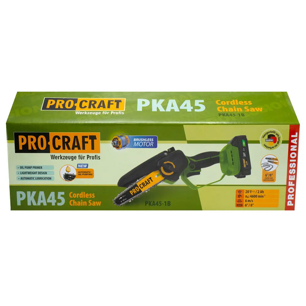 Аккумуляторная мини пила Procraft PKA45 (Без АКБ и ЗУ) 2 шины 2 цепи 15 и 20см Автоматическая смазка цепи PKA45bb(P) фото
