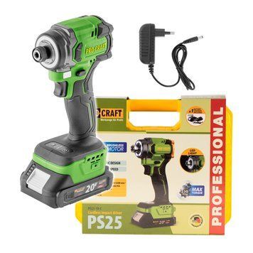 Аккумуляторный ударный шуруповерт Procraft PS25, 20В, 1 АКБ 2 Ач + ЗУ, 230 Нм PS25_1akb фото