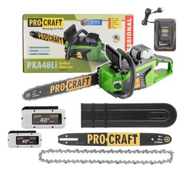 Аккумуляторная цепная пила Procraft PKA48Li, 40В, Шина 40см, бесщеточная, 2 АКБ 8Ач + ЗП PKA48Li_2akb фото