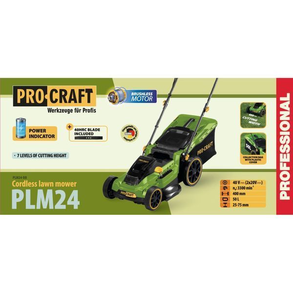 Акумуляторна газонокосарка Procraft PLM24 (2 акумулятори 20 В 4 А&middot;год Type-C + подвійний зарядний пристрій) PLM24_2akb_4ahType-C_zp20/2/2 фото