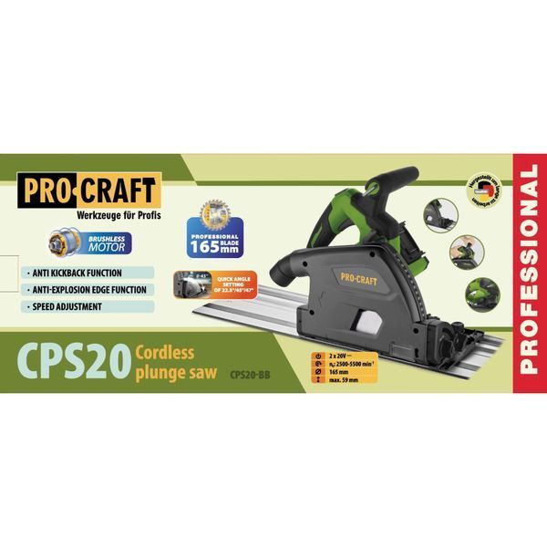 Аккумуляторная погружная пила Procraft CPS20 (без аккумуляторов и зарядного устройства) CPS20_bb фото