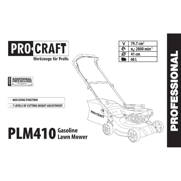 Газонокосарка бензинова Procraft PLM410 косарка для трави PLM410  фото